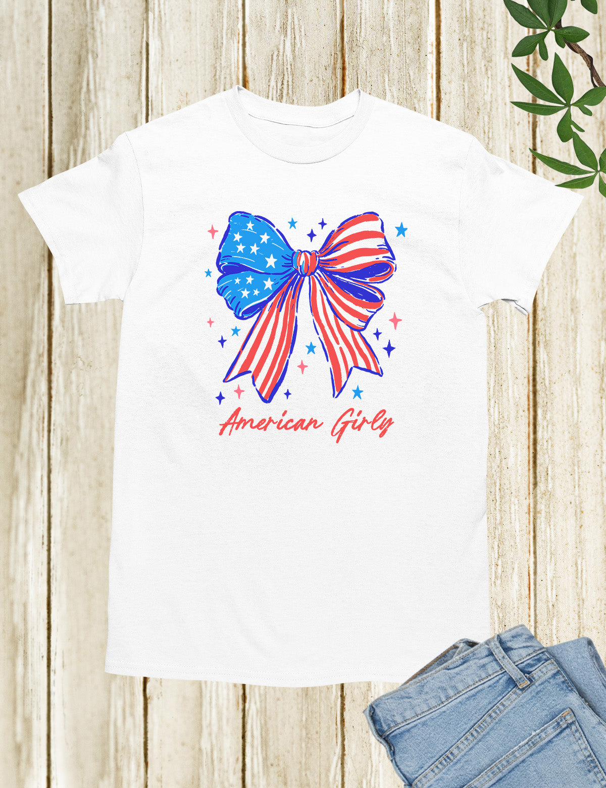 American Girly Coquette 4th of July Kids Shirt