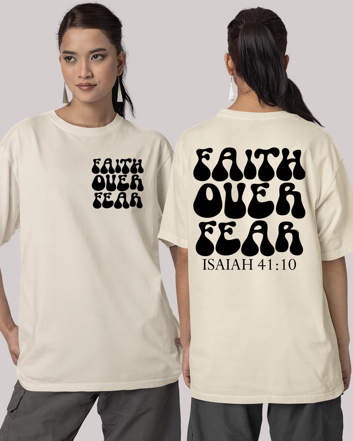 Faith Over fear Christian apparel t shirts Front back