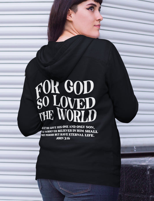 For God So Loved The World Retro Hoodie Back Print
