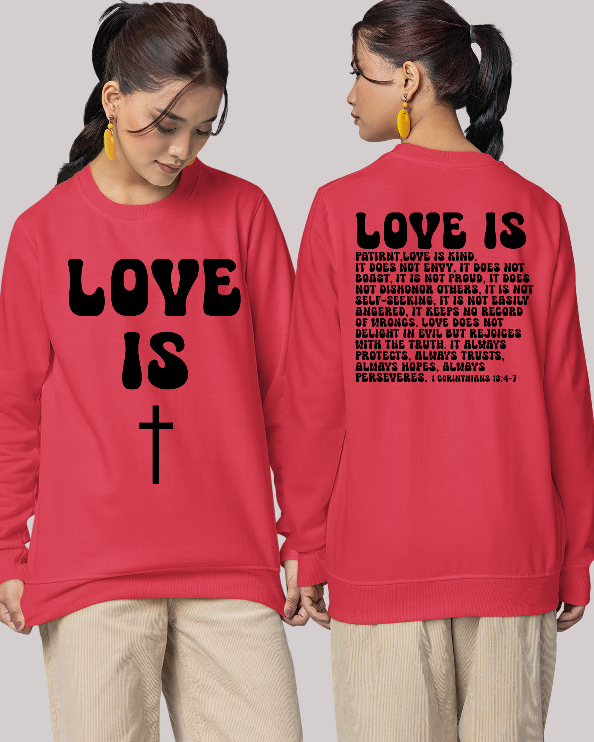 Love is Sweatshirt, 1 Corinthians 13 Trendy Christian Sweatshirts Jesus Evangelism Sweatshirts