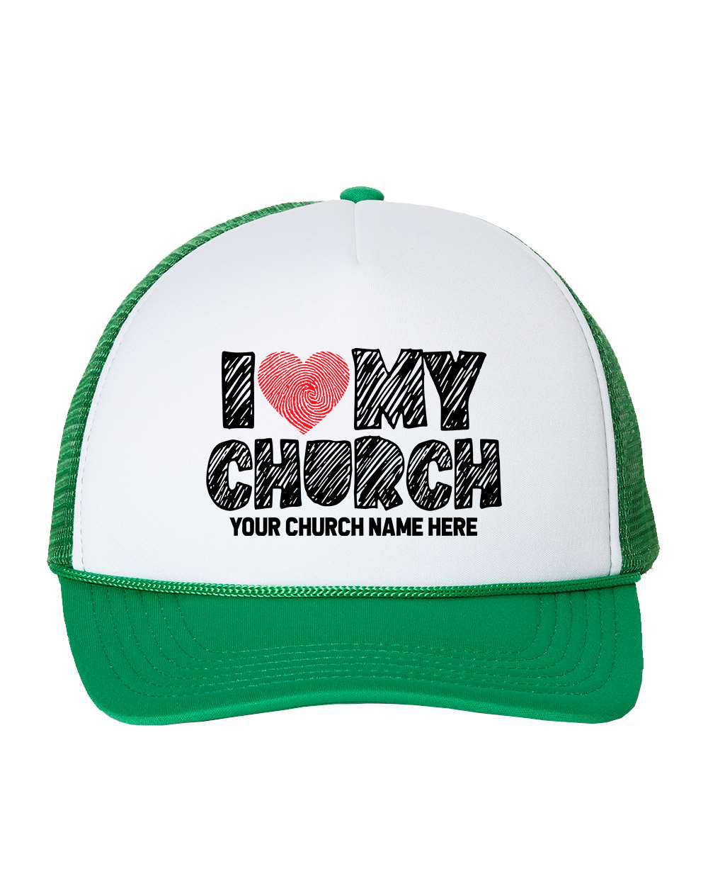 Custom I Love My Church Name Cap Trucker Hat