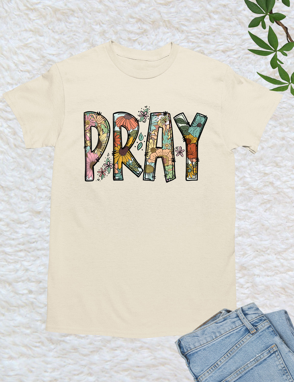 Pray Flower Christian T Shirt