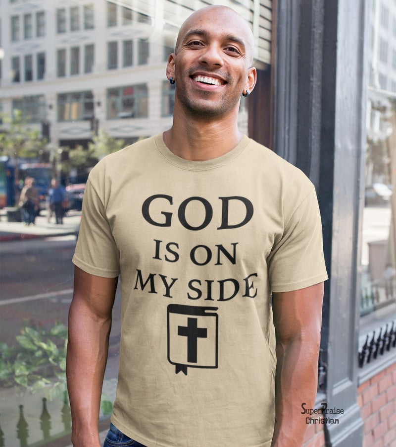 Jesus Christian cross t Shirt God Is On My Side Pastor Gift