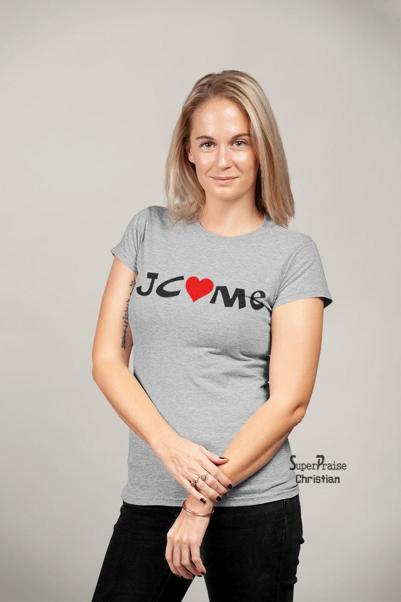 Christian Women T Shirt Jesus Come Heart Grey tee