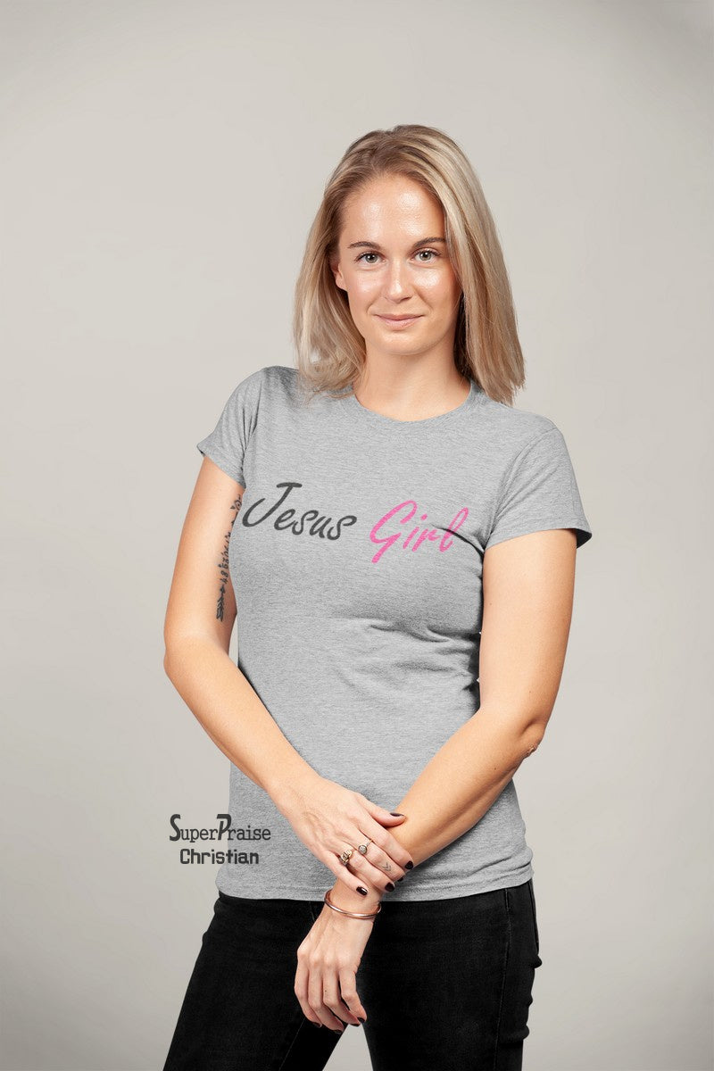 Christian Women T Shirt Jesus Girl Gospel Grey tee