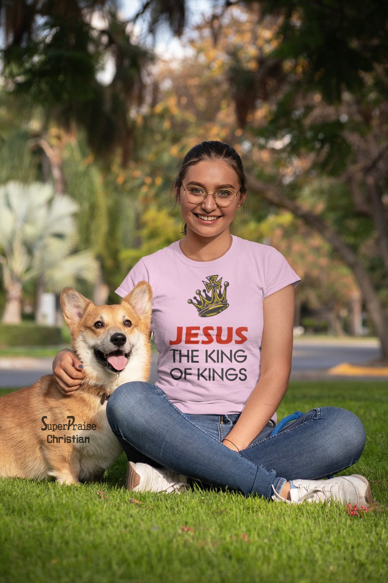 Christian Women T Shirt Jesus the King Slogan
