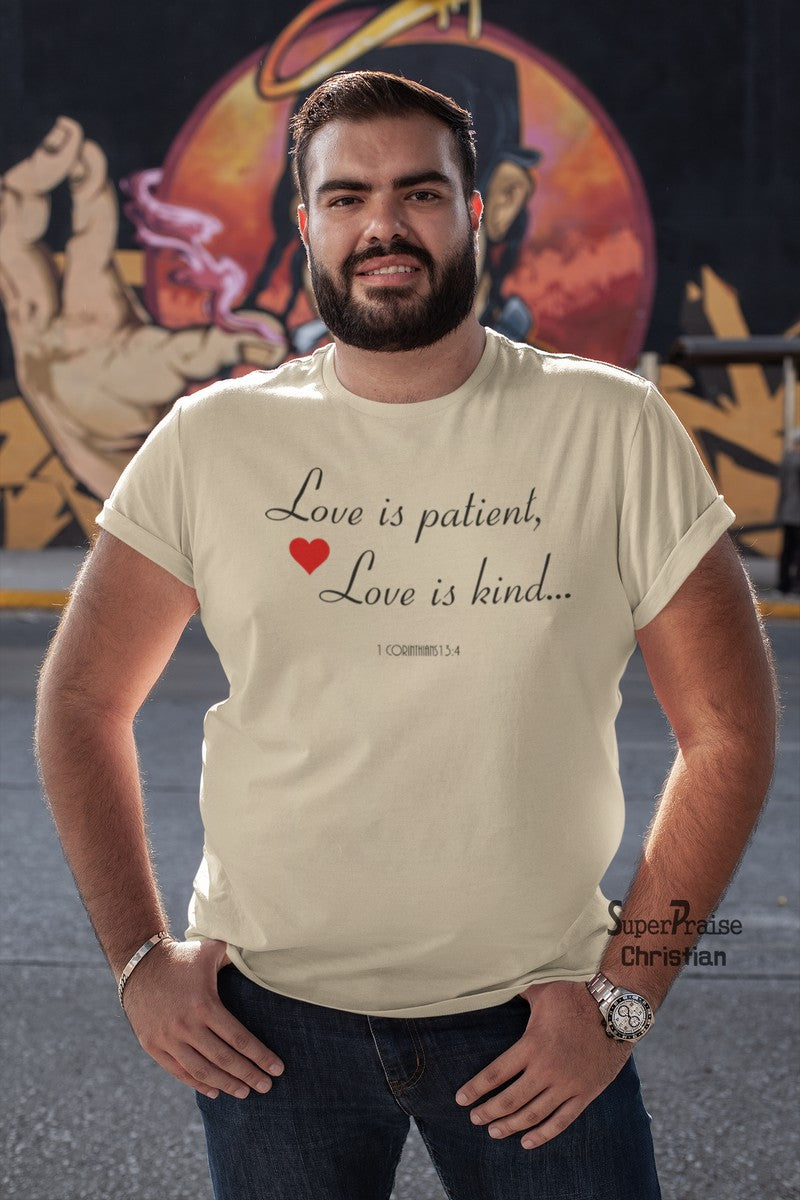Men Christian T Shirt Love Is Patient Slogan - Super Praise Christian