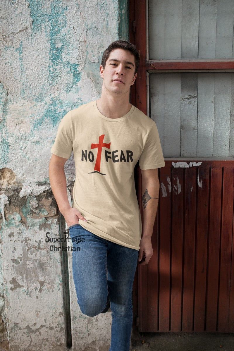 No Fear Christian Jesus Christ Red Cross Easter T Shirt - Super Praise Christian