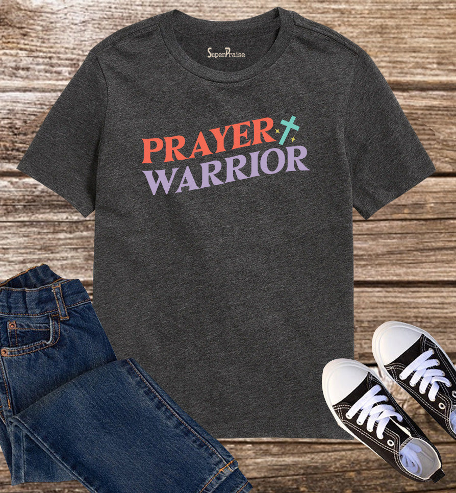 Prayer Warrior Faith Christian Religious Bible Verse Jesus Kids Tshirt
