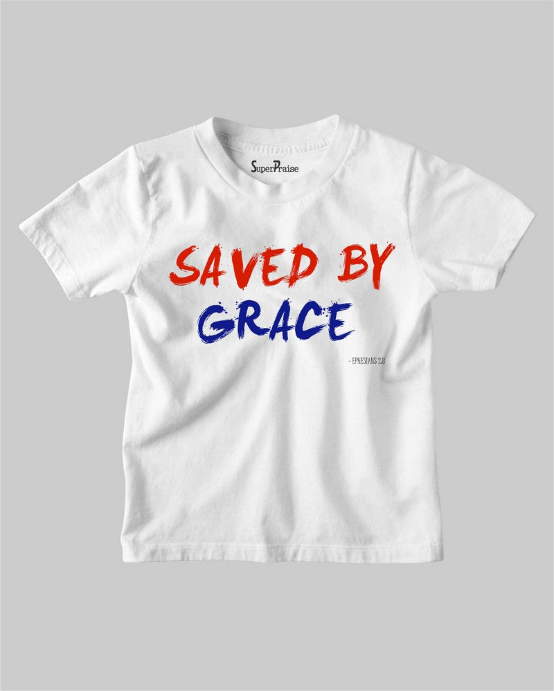 Saved By Grace Jesus Christ God's Love Christian Kids T Shirt