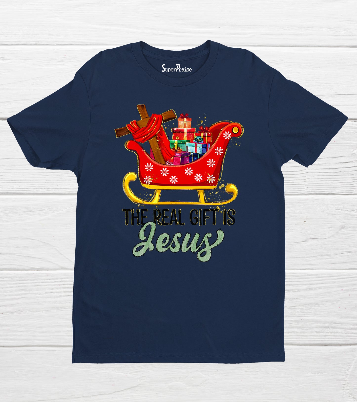 The Real Gift is Jesus Merry Christmas Bible Verse Faith Jesus T-Shirt