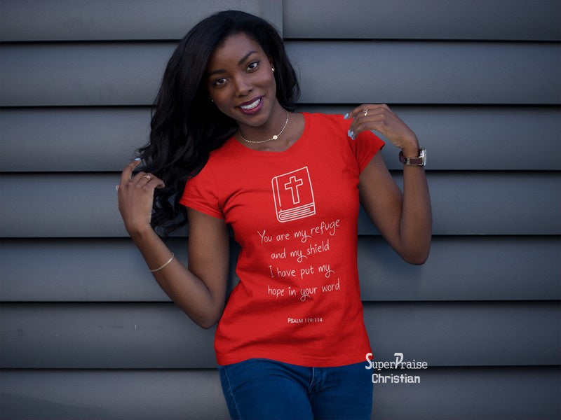 Christian Women T shirt My Refuge & Shield ladies tee tshirt