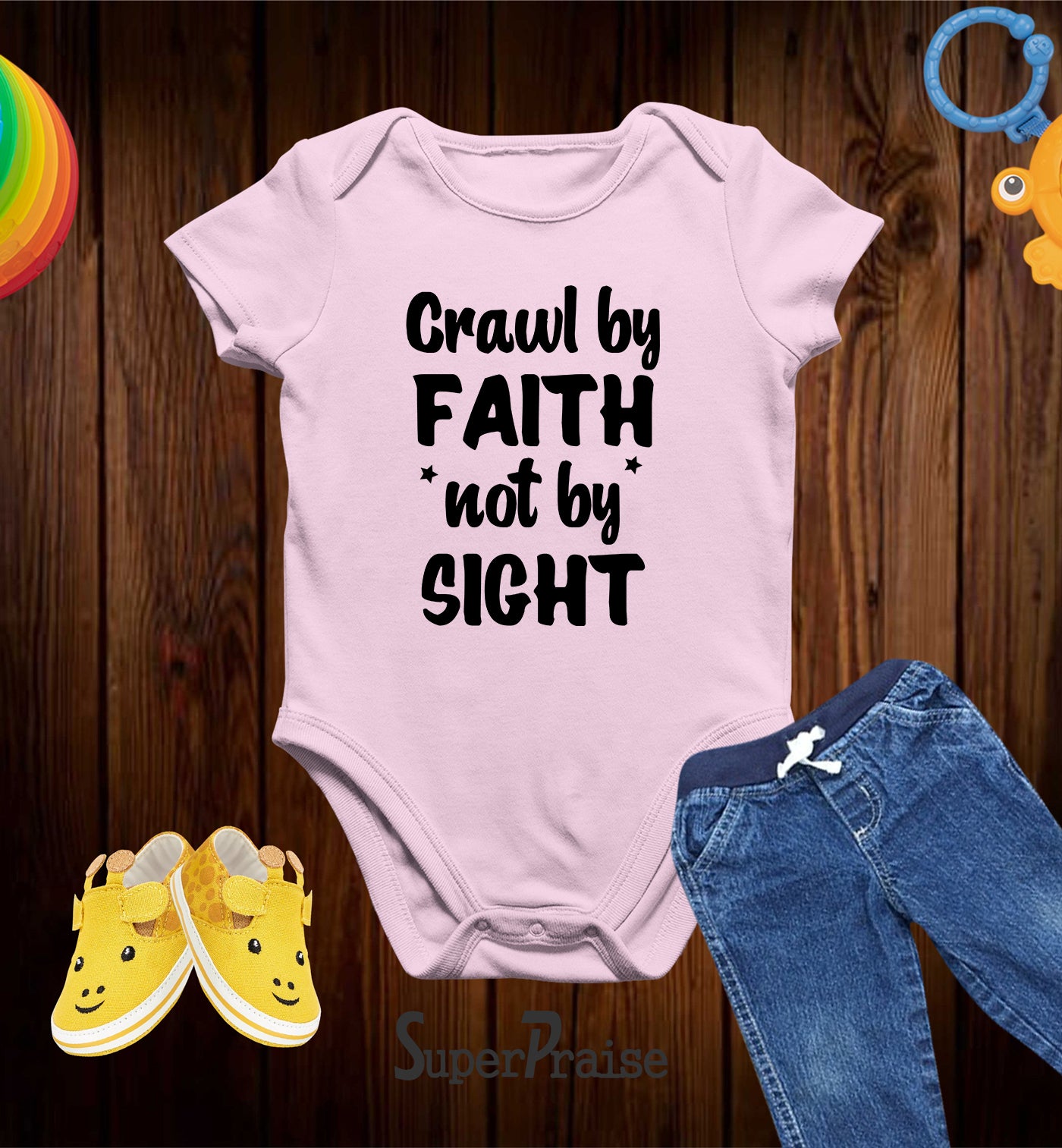 Crawl By Faith Not by sight Christian Baby Bodysuit