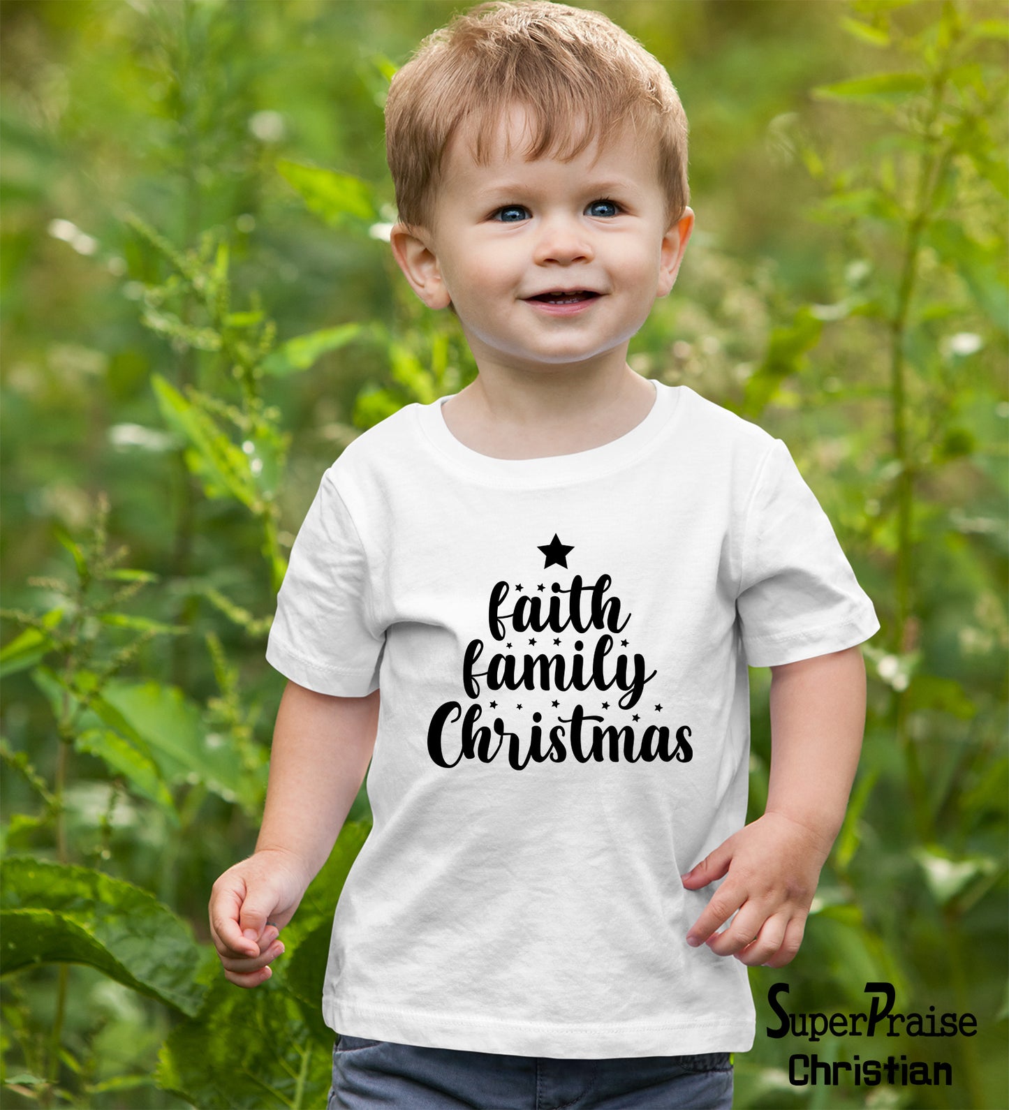 Faith Family Christmas Kids T Shirt