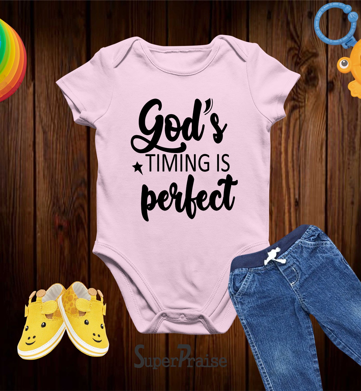 God's Timing Is Perfect Christian Bible Verse Baby Bodysuit