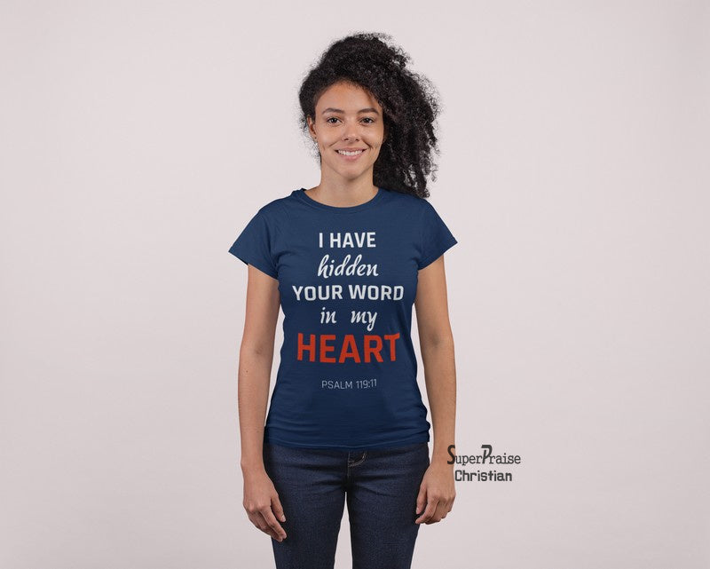 Christian Women T shirt I Have Hidden Hope Love Salvation navy tee