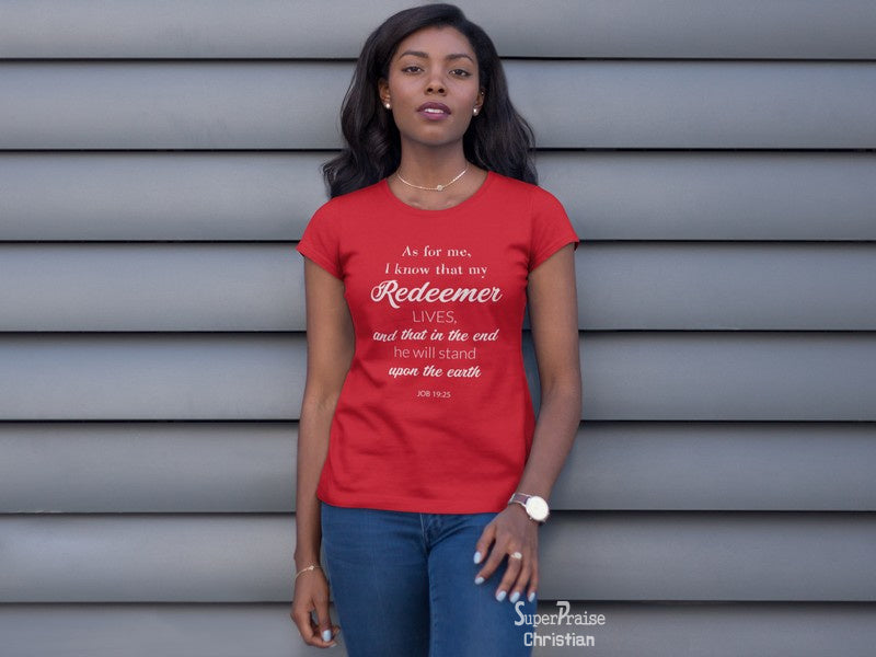 My Redeemer Lives Christian Red T-Shirt