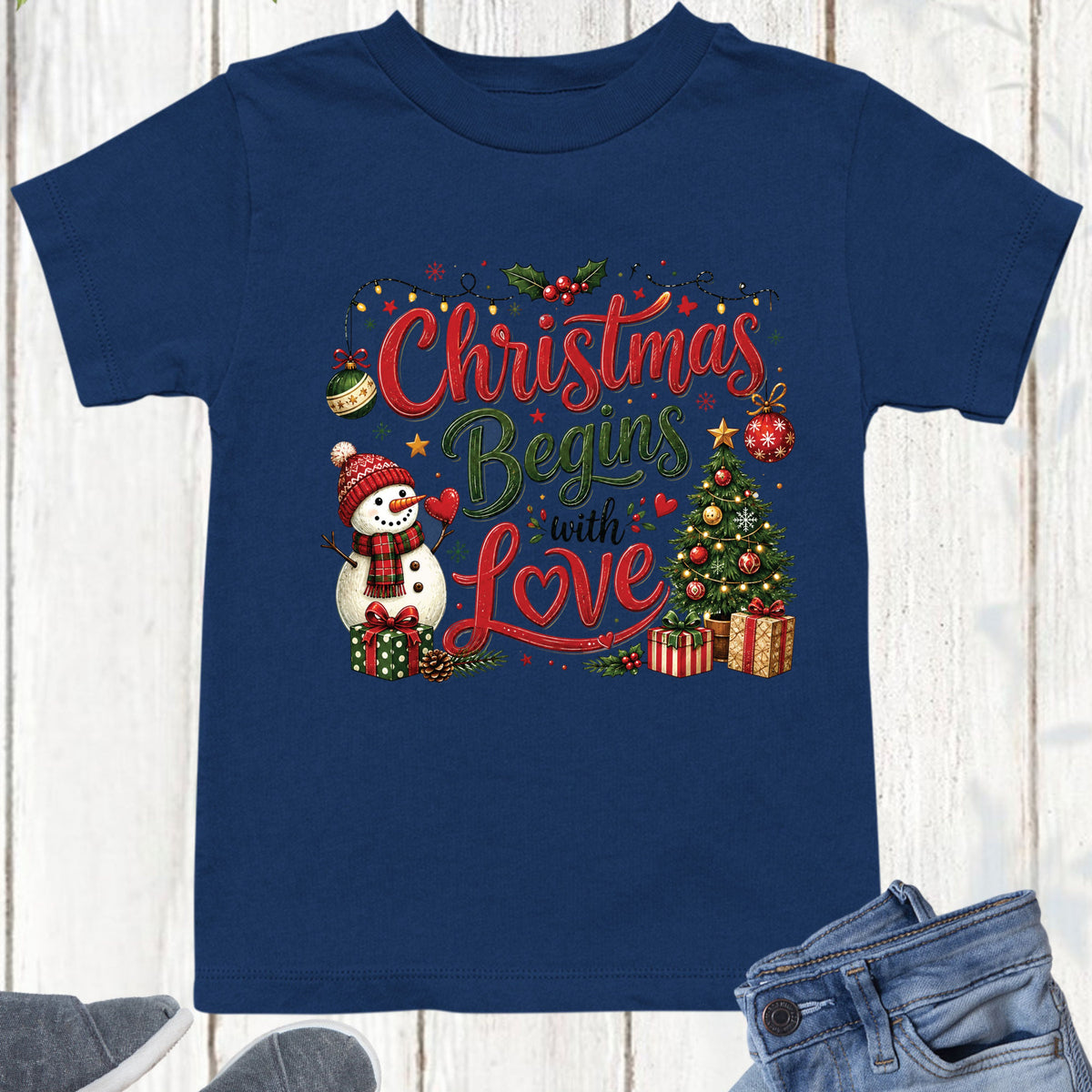 Christian Christmas Begins With Love T Shirts