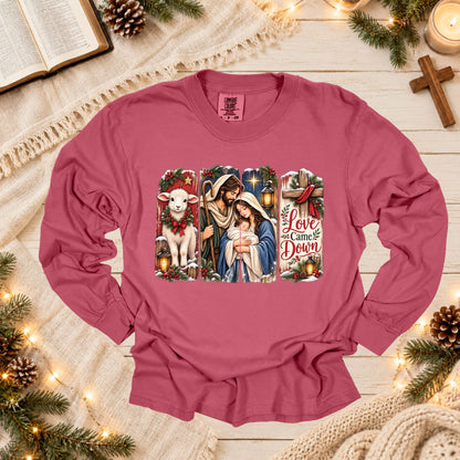 Love Came Down Christmas Christian Nativity Holy Family T Shirt