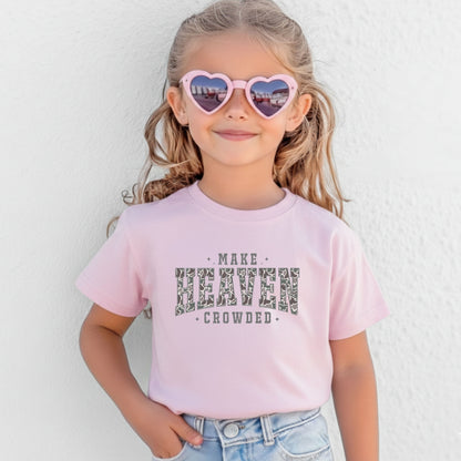 Camo Christian Kids T shirt Make Heaven Crowded