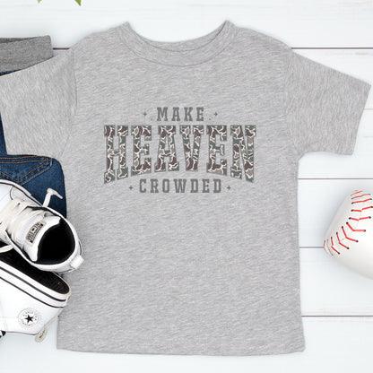 Camo Christian Kids T shirt Make Heaven Crowded