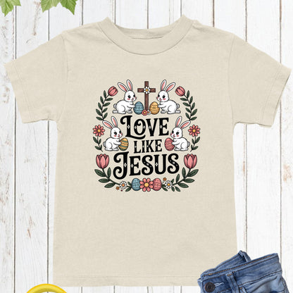 Christian Easter Jesus Bunny Kids T Shirt Love Like Jesus