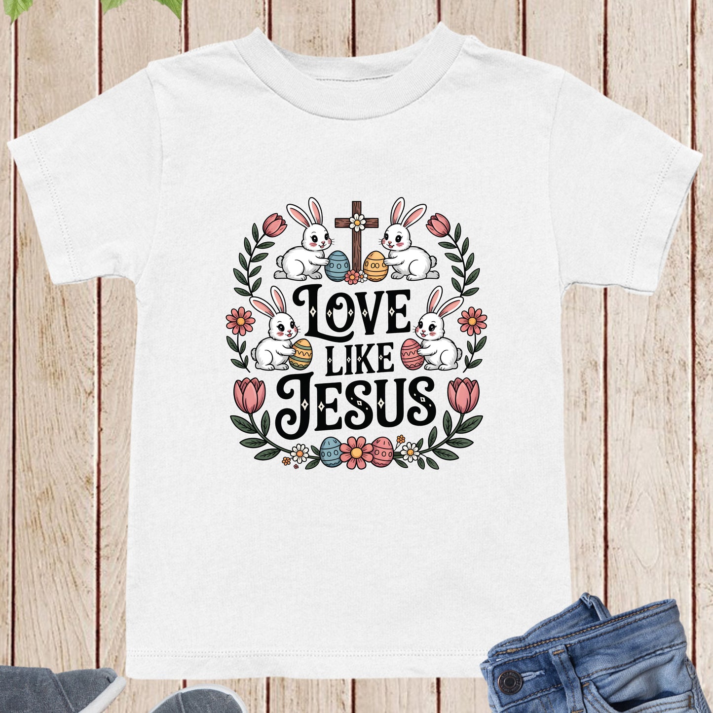 Christian Easter Jesus Bunny Kids T Shirt Love Like Jesus