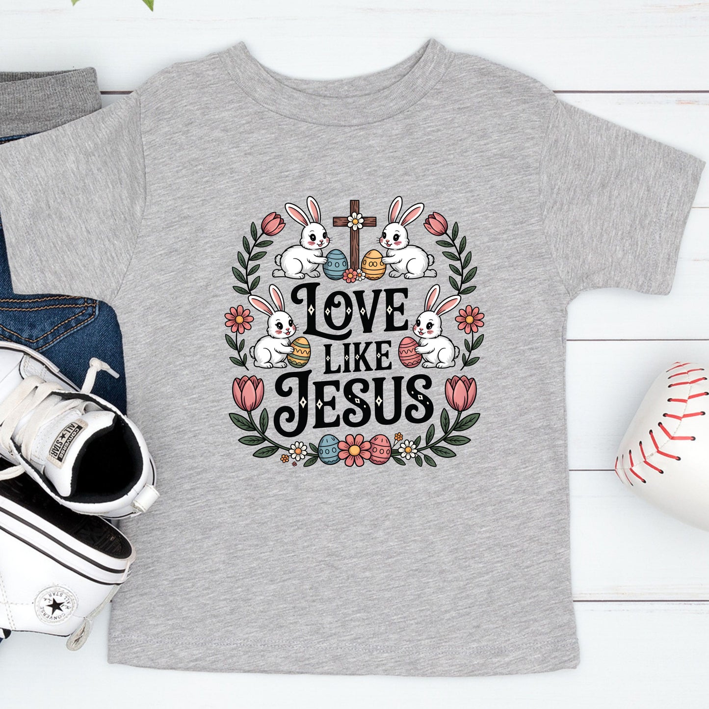 Christian Easter Jesus Bunny Kids T Shirt Love Like Jesus