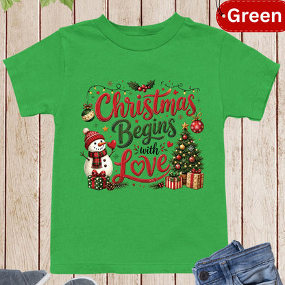 Christian Christmas Begins With Love T Shirts