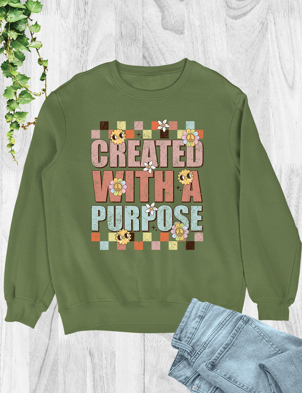 Created With a Purpose Trendy Christian Sweatshirts