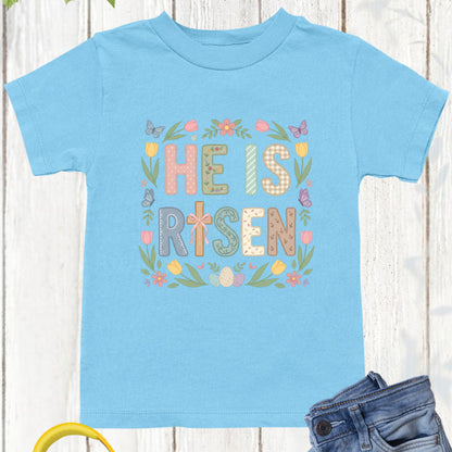 Easter Christian Floral Youth T Shirt He is Risen