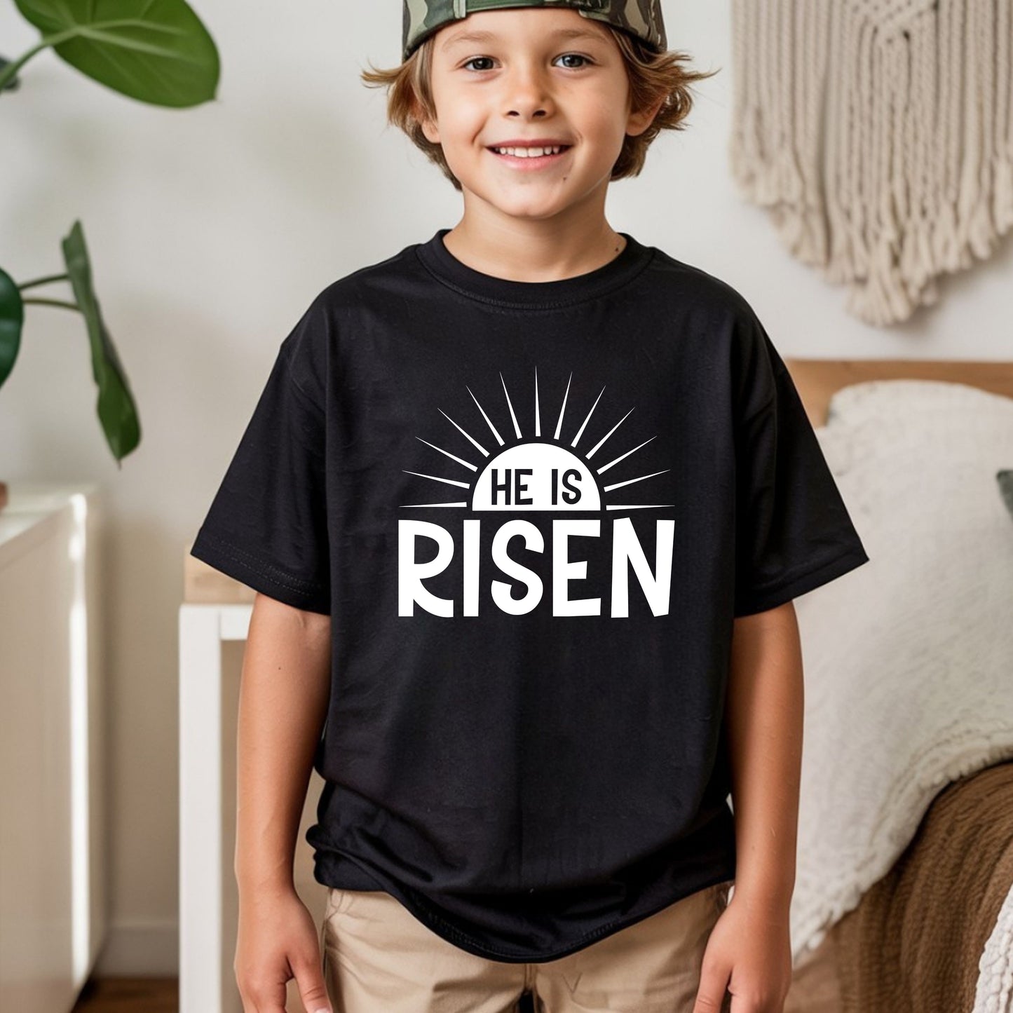 Easter Christian He is Risen Youth T Shirt