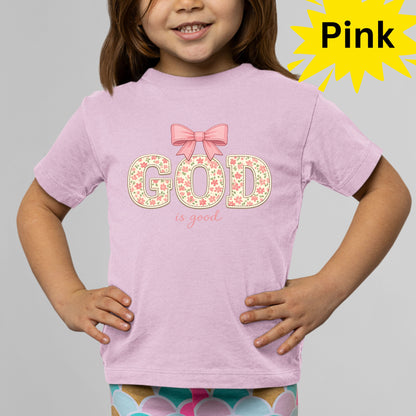God Is Good Christian Floral Kids T Shirt