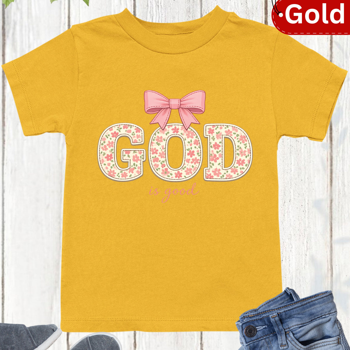 God Is Good Christian Floral Kids T Shirt