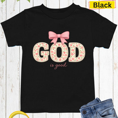 God Is Good Christian Floral Kids T Shirt