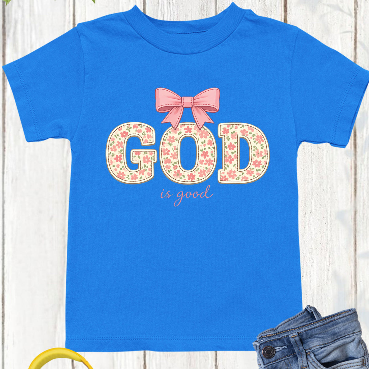 God Is Good Christian Floral Kids T Shirt