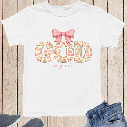 God Is Good Christian Floral Kids T Shirt