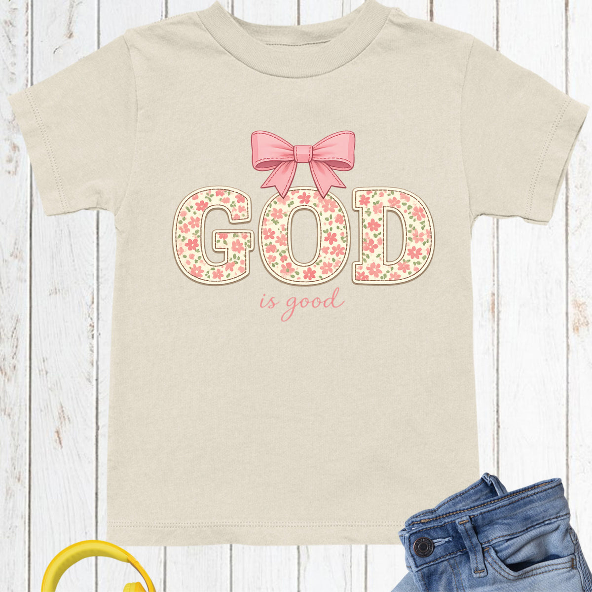 God Is Good Christian Floral Kids T Shirt