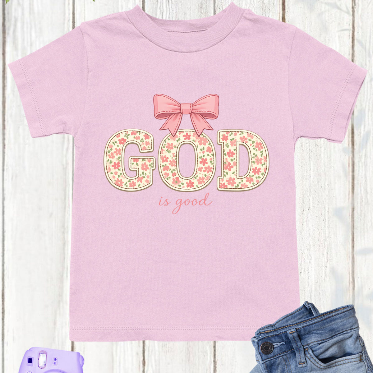 God Is Good Christian Floral Kids T Shirt