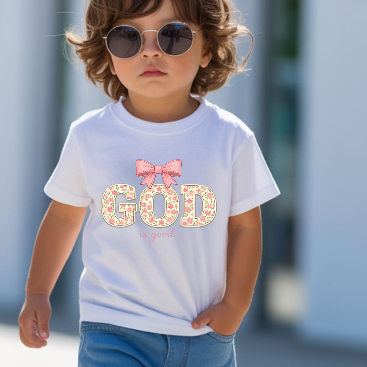 God Is Good Christian Floral Kids T Shirt
