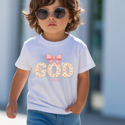God Is Good Christian Floral Kids T Shirt