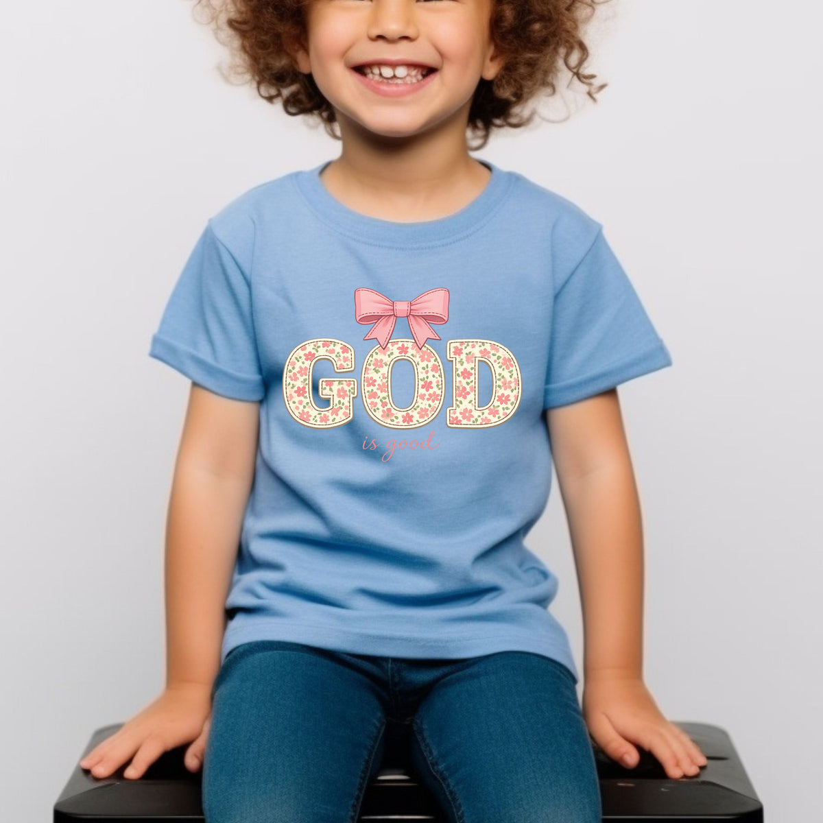 God Is Good Christian Floral Kids T Shirt