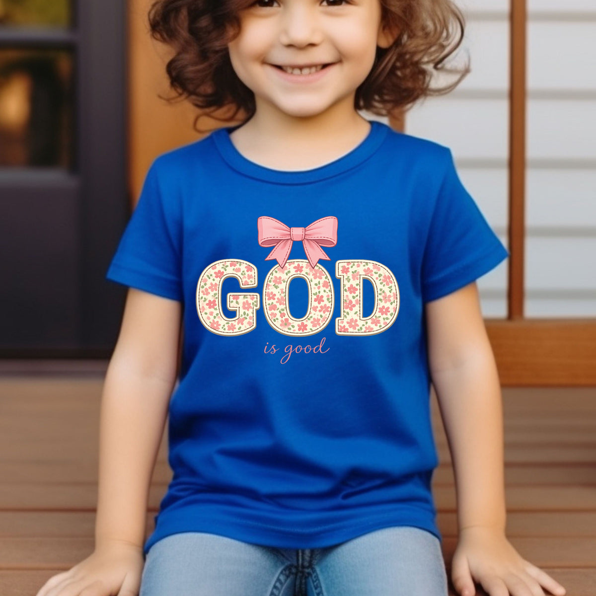 God Is Good Christian Floral Kids T Shirt