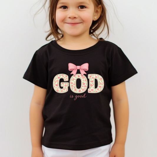 God Is Good Christian Floral Kids T Shirt