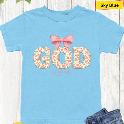 God Is Good Christian Floral Kids T Shirt