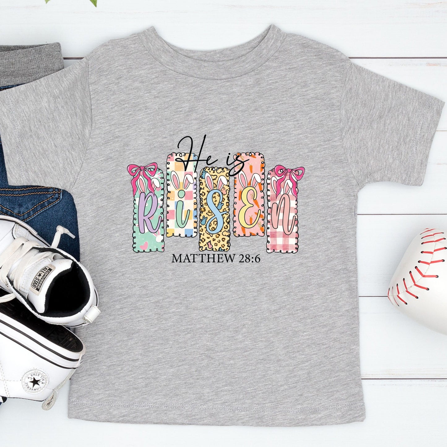 He is Risen Christian Easter Youth T Shirt