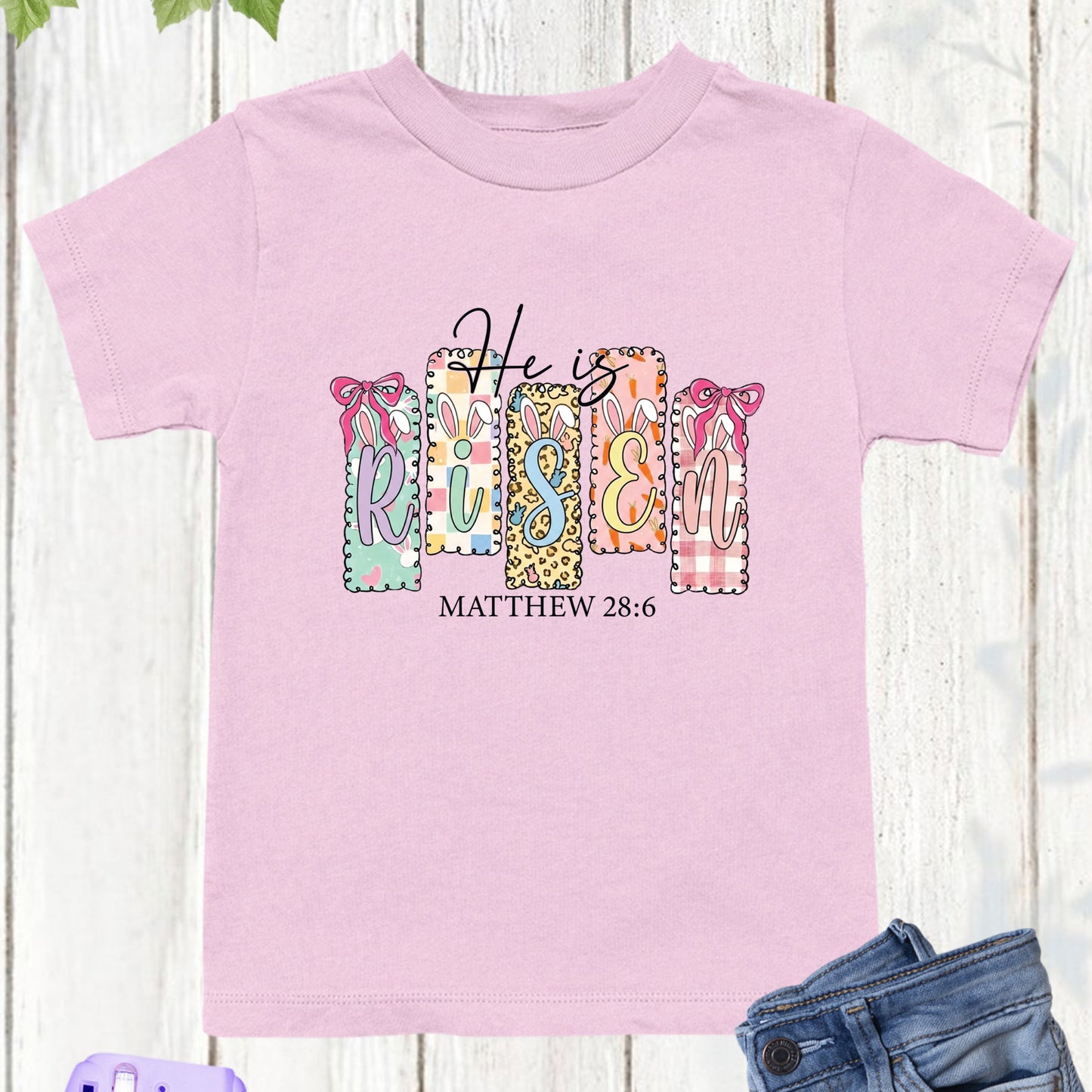 He is Risen Christian Easter Youth T Shirt