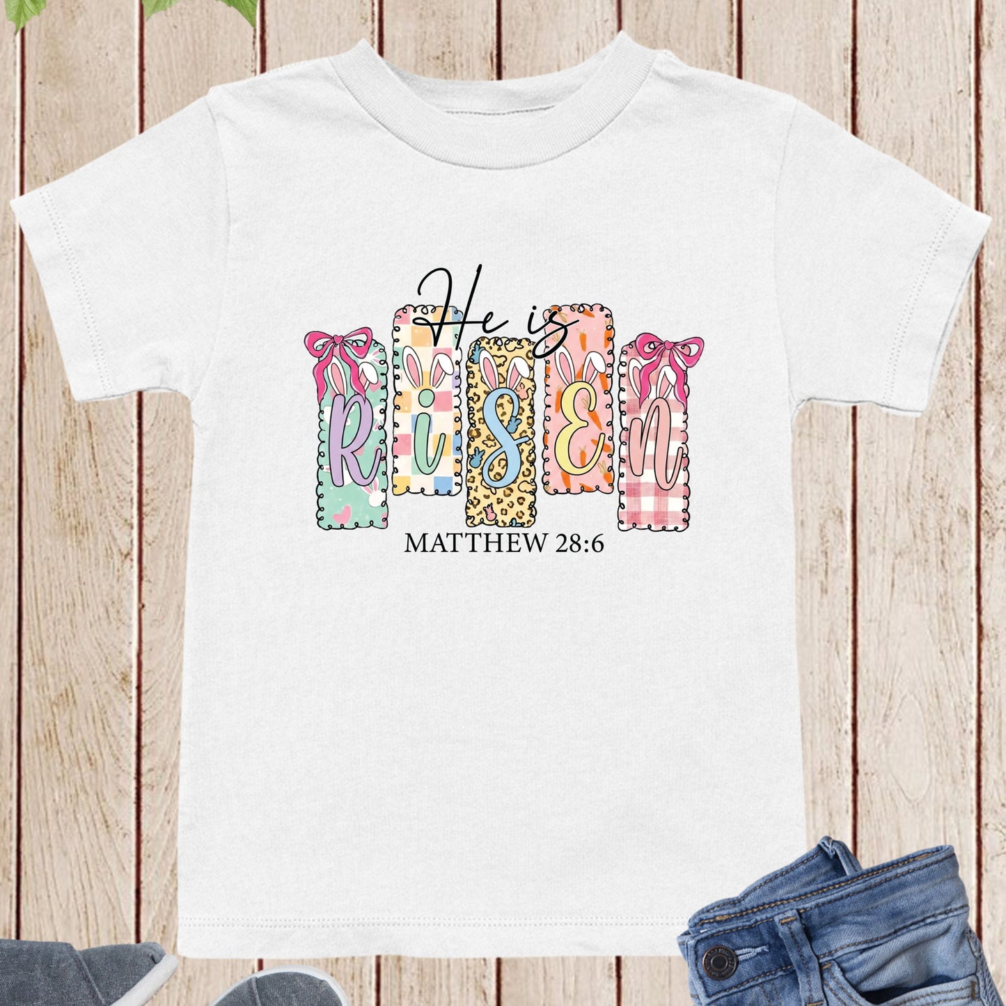 He is Risen Christian Easter Youth T Shirt