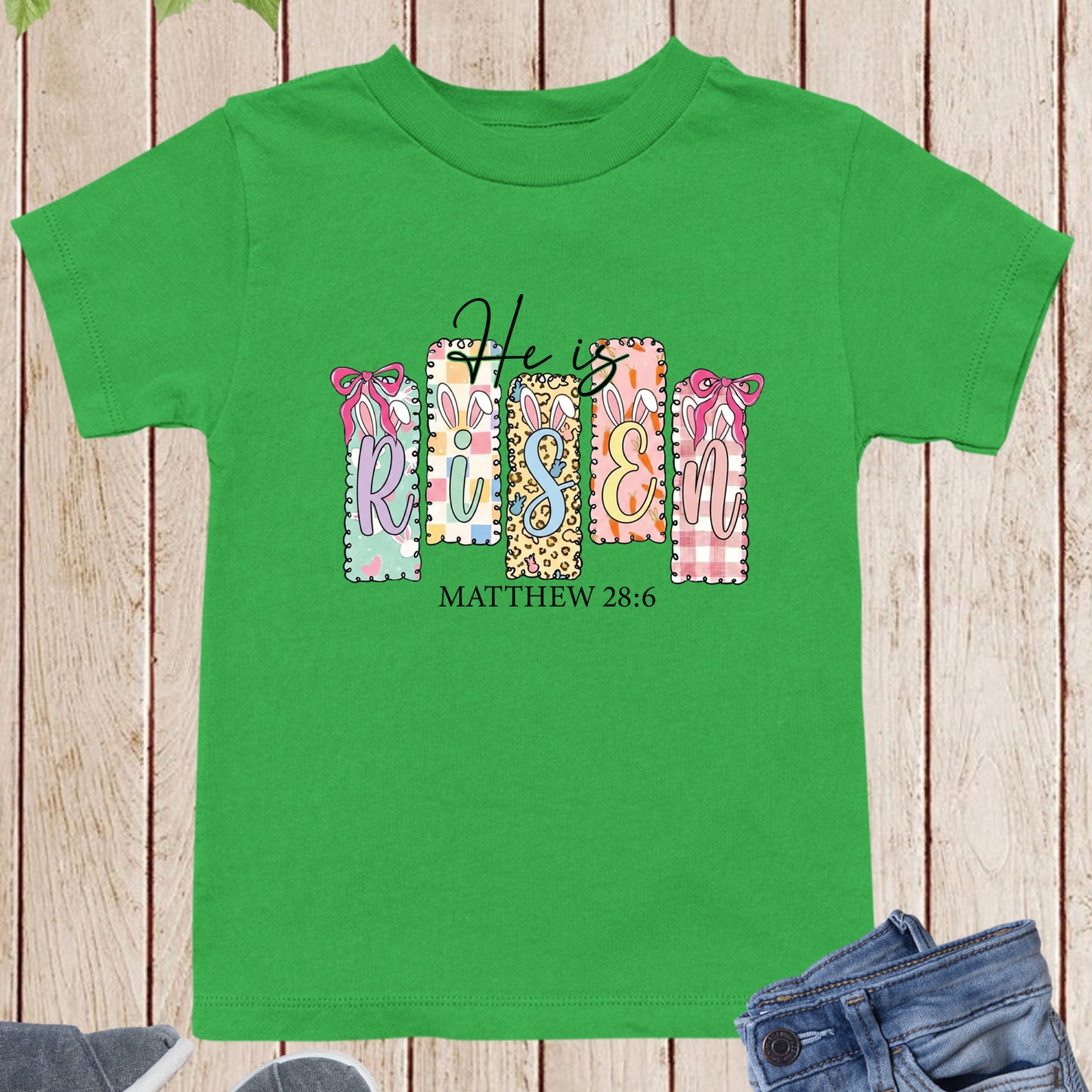 He is Risen Christian Easter Youth T Shirt