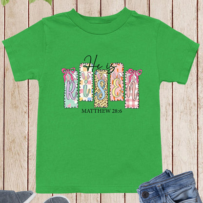 He is Risen Christian Easter Youth T Shirt